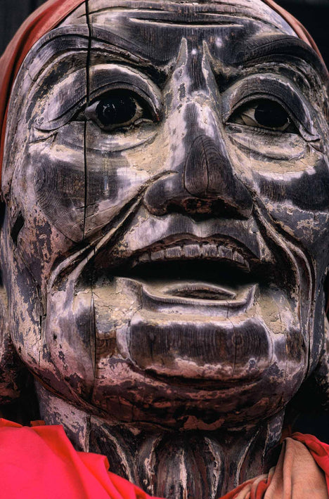 Huge Sculpture of Head in Wood, Japan