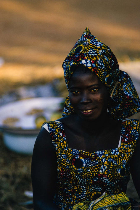 Woman Wearing Yellow and White Fabric, Ghana