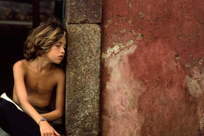 Young Boy Asleep Leaning on Wall, Bahia