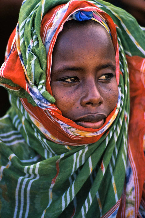 Young Woman in Green and White Stripes, Somalia