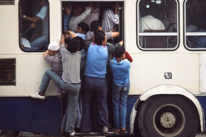 People Hanging off Bus, Egypt