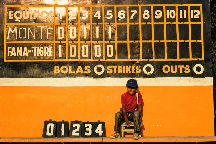 Boy and Baseball Scoreboard, Mexico