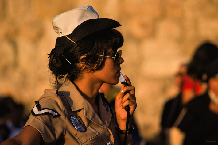 Woman Israeli Cop with Whistle, Jerusalem