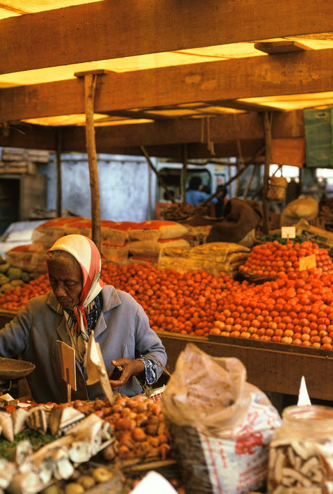 Woman Shopping with Red Produce, Mauritius
