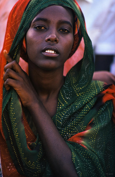 Young Woman Portrait, Green and Red Dress, Somalia