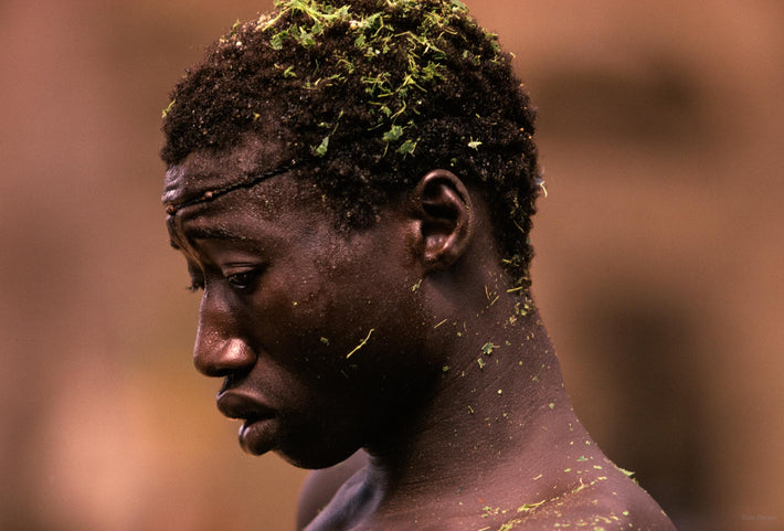 Senegalese Lutte Wrestling, Man with Green in Hair, Senegal