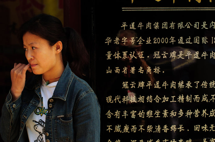 Young Woman, Hand to Face, Calligraphy, Pingyao