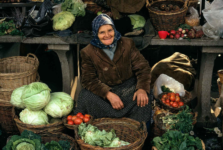 Smiling Woman with Vegetables, Romania