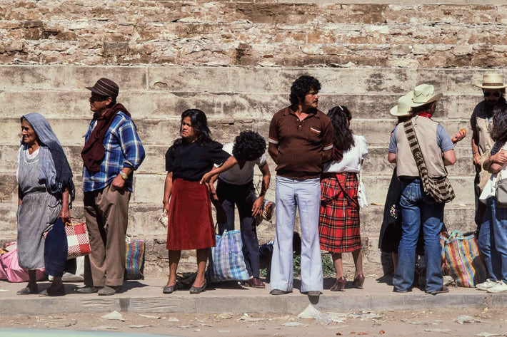 Line of People Against Wall, Oaxaca