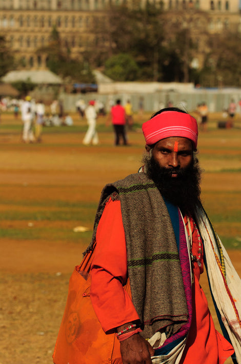Man, Red on Head on Cricket Field, Mumbai