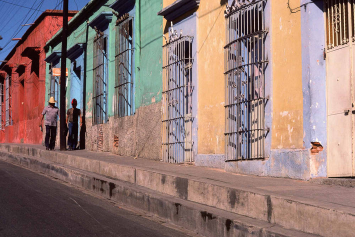 Two Men, Telephone Pole and Buildings, Oaxaca