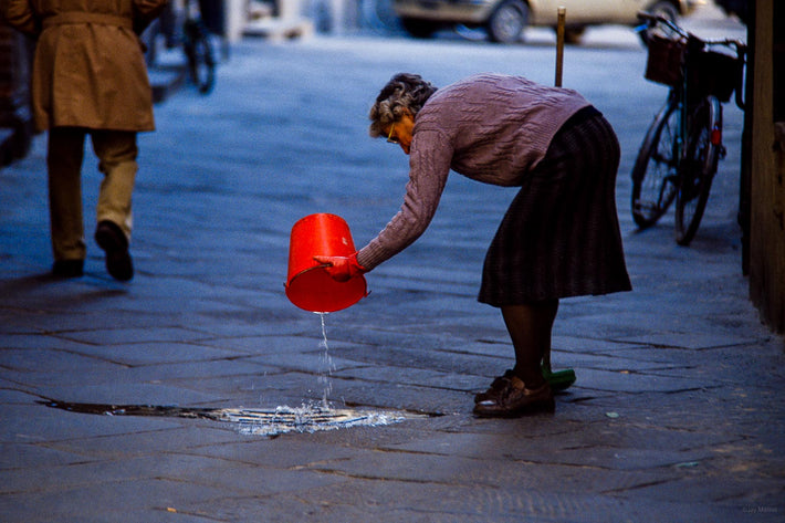 Woman with Red Pail, Lucca, Italy