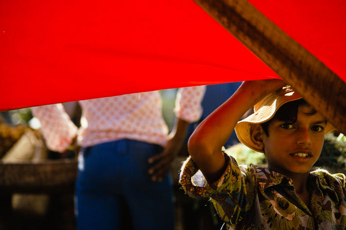 Boy's Face, Red Fabric, Mauritius