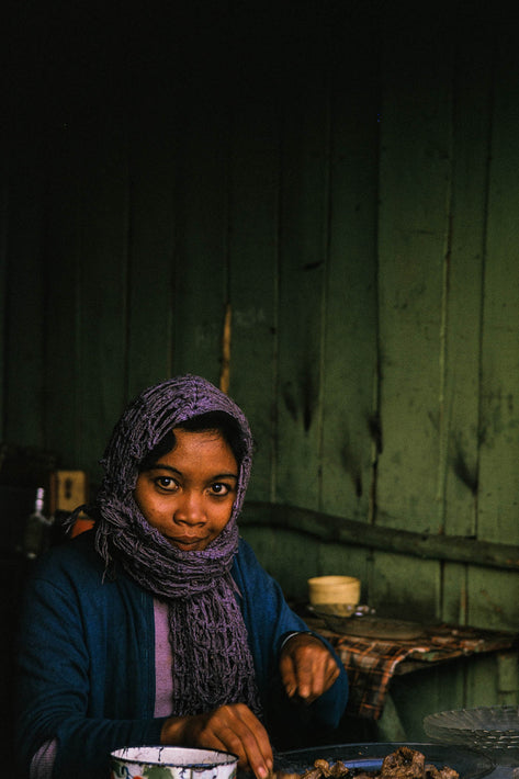 Woman with Shawl by Green Wall, Antananarivo