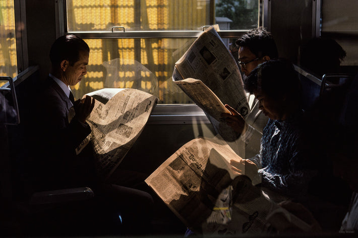 Commuters with Backlit Newspapers, Kamakura