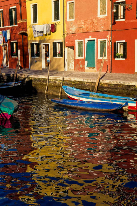 Multicolored Buildings, Fractured Reflections, Burano