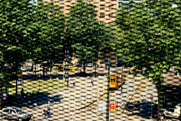 Street through Wire Window, Milan