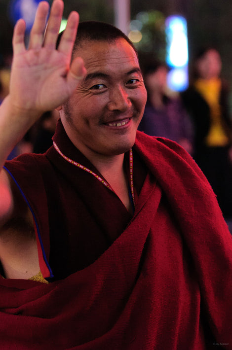 One Monk Waving, Smiling, Shanghai