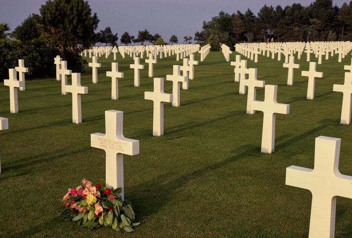 Closer Shot U.S. Military Cemetery with Flowers No. 3, Normandy, France