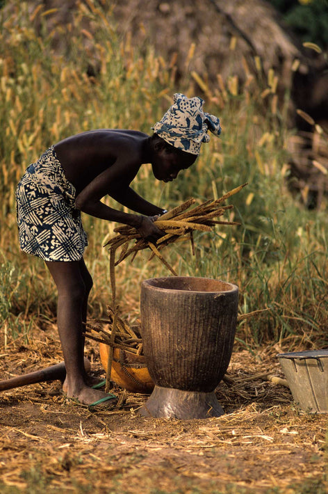 Woman putting Plants in Pot, Senegal