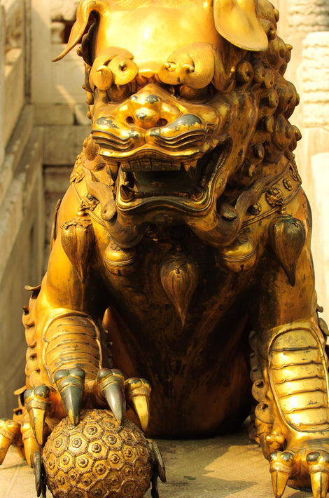 Golden Fu Dog Statue, Beijing