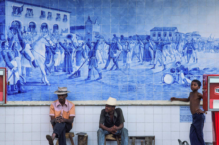 Gas Station with Pumps, People, Mural, Bahia