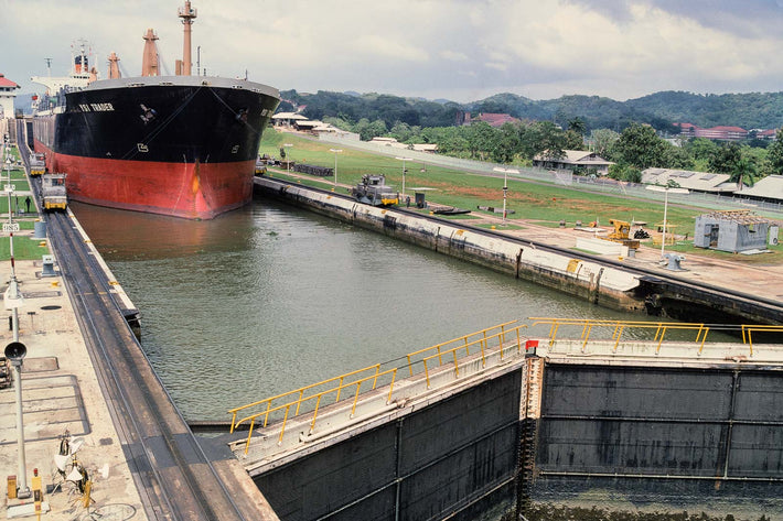 Long Shot of Ship, Panama Canal