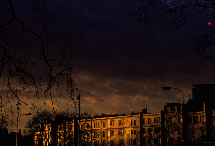 Sunlit Buildings, Dark Sky, London