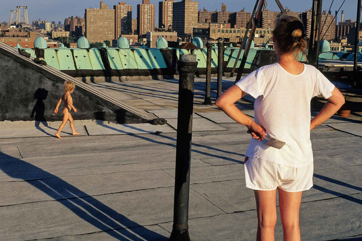 L.A. and Amanda on Roof, L.A. in "Mother Posture"