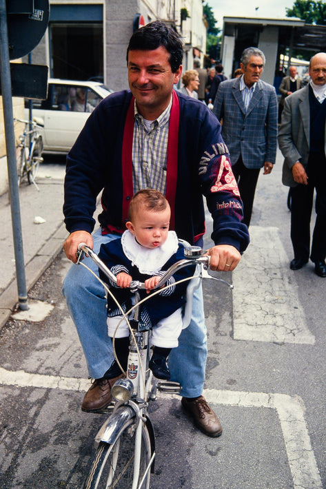 Man on Bike with Child, Vicenza