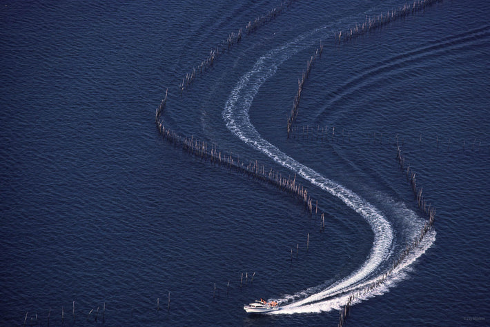 Boat, Path and Wake, Aerial, France