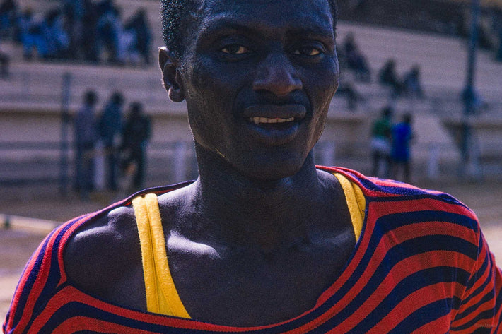 Man in Striped Red and Blue with Yellow, Senegal