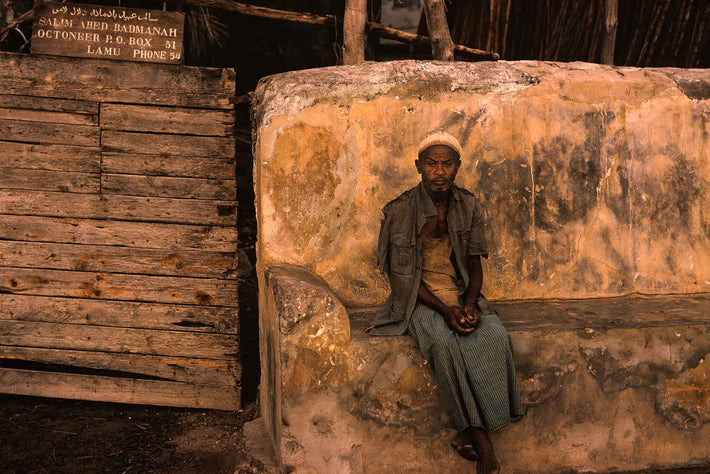 Man on Stone Bench, Kenya