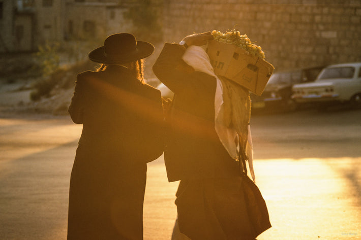 Chasidic Jew and Arab in Street, Jerusalem