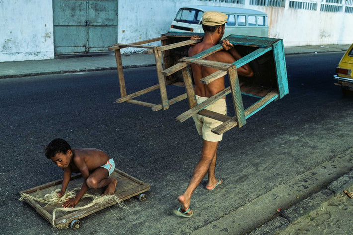 Man Carrying Tables, Boy on Dolly, Bahia