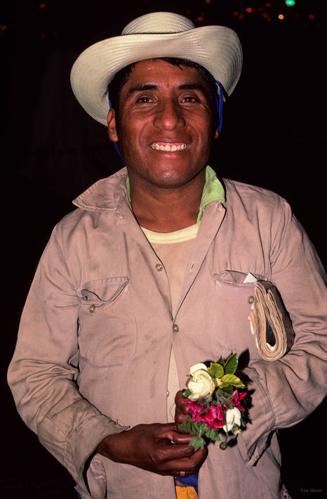 Smiling Man with Flowers, Oaxaca