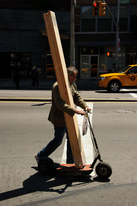 One Man Carrying Four Planks,  NYC