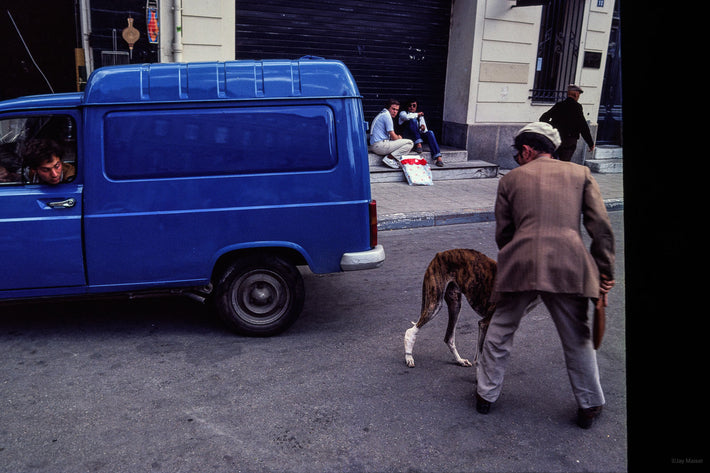 Man with Dog, Man in Blue Van, France