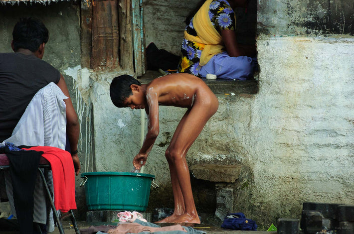 Nude Young Boy Washing, Mumbai