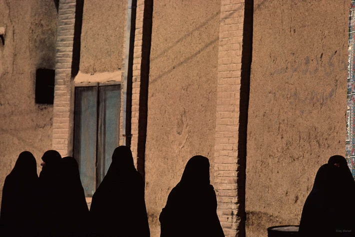 Row of Women All in Chadors, Iran