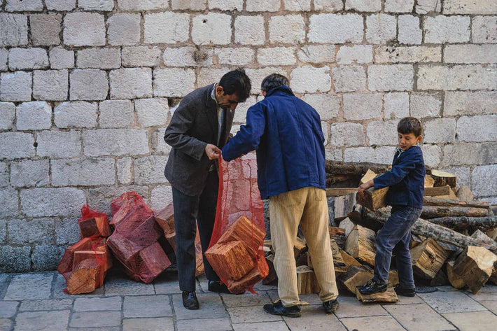 Three with Bags, Wood, Dubrovnik