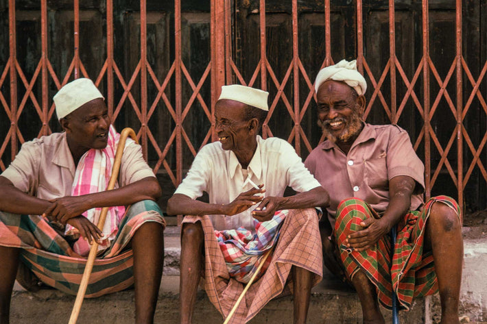 Three Men in Front of Fence, Somalia