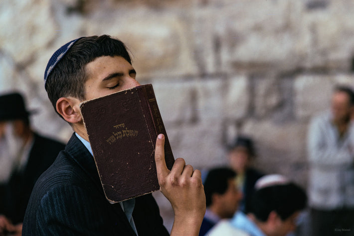 Man, Eyes Closed with Book to Face, Jerusalem