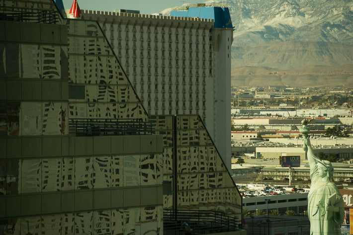 Building, Reflections, and Statue of Liberty, Las Vegas