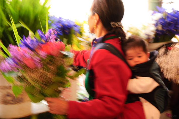 Blurred Woman and Child, Flowers, Seattle