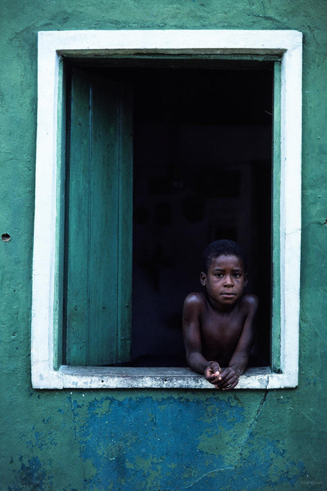 Boy in Window, Greenish Wall, Bahia