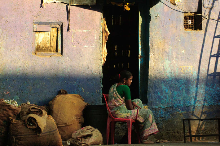 Woman in Green, Red Chair, Mumbai