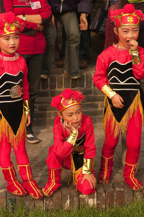Three Children in Red Costumes, Pingyao