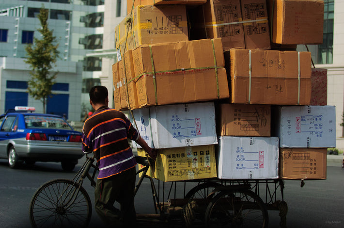 Man with Huge Load of Boxes, Shanghai