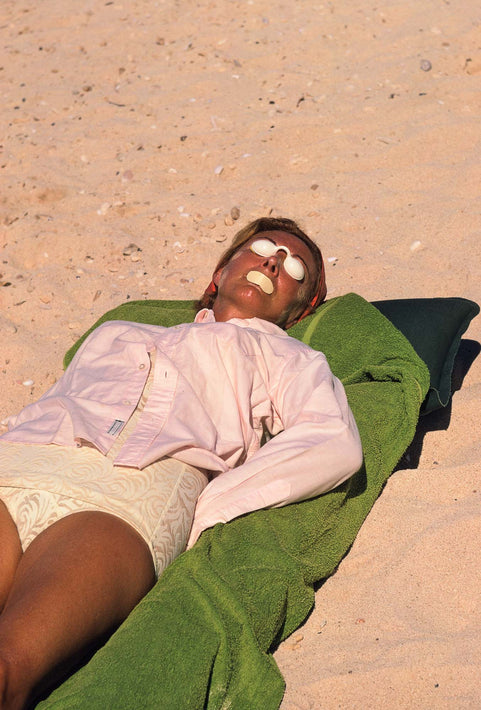 Woman on Beach, Eye and Mouth Guards, Jamaica